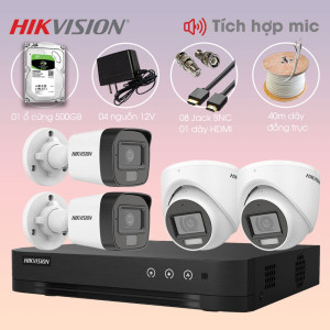 Bộ 4 Mắt Camera HIKVISION 2.0mp - Thu Tiếng