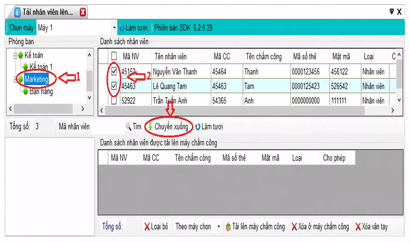 Hướng dẫn đẩy dữ liệu từ phần mềm đến máy chấm công Hướng dẫn đẩy dữ liệu từ phần mềm đến máy chấm công