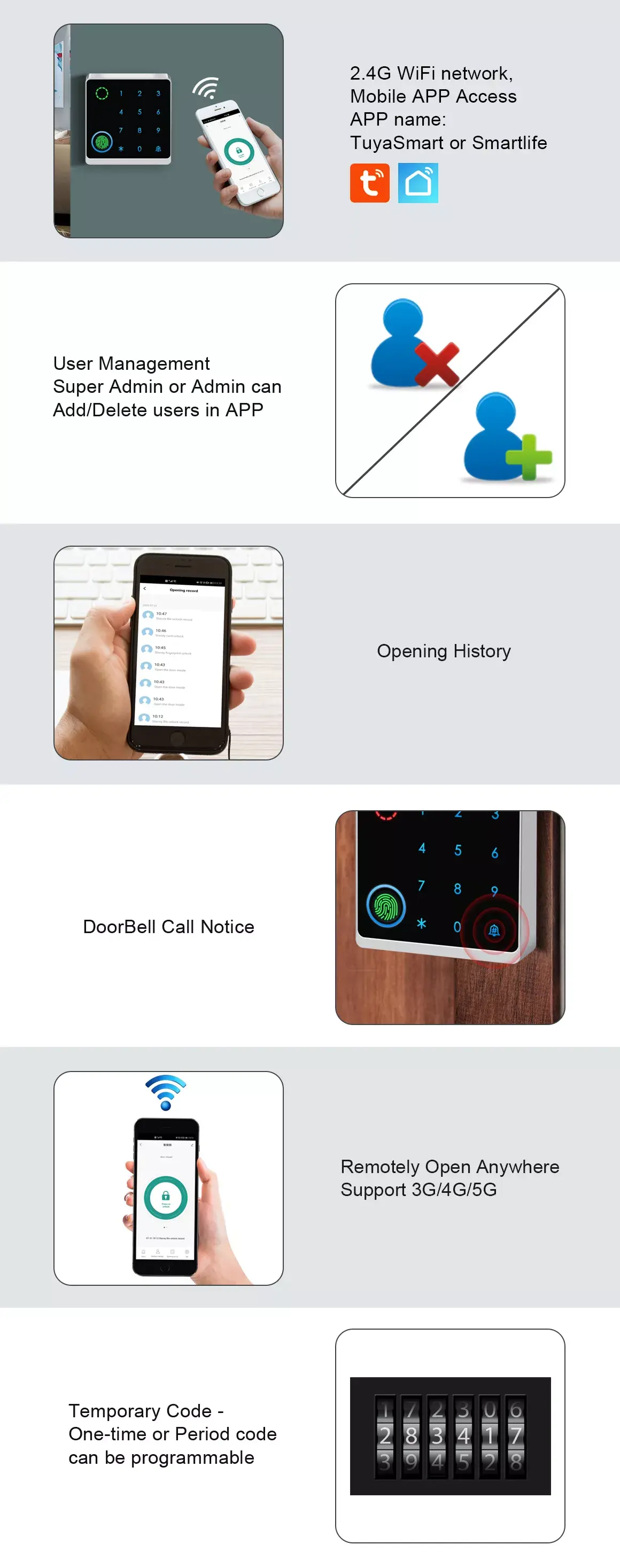 Thiết bị kiểm soát ra vào HF9-WiFi nhận dạng vân tay, thẻ từ, mã PIN Mở cửa bằng App Tuya Thiết bị kiểm soát ra vào HF9-WiFi nhận dạng vân tay, thẻ từ, mã PIN Mở cửa bằng App Tuya