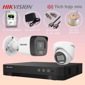 Bộ 2 Mắt Camera HIKVISION 2.0mp – Thu Tiếng