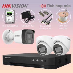 Bộ 3 Mắt Camera HIKVISION 2.0mp - Thu Tiếng