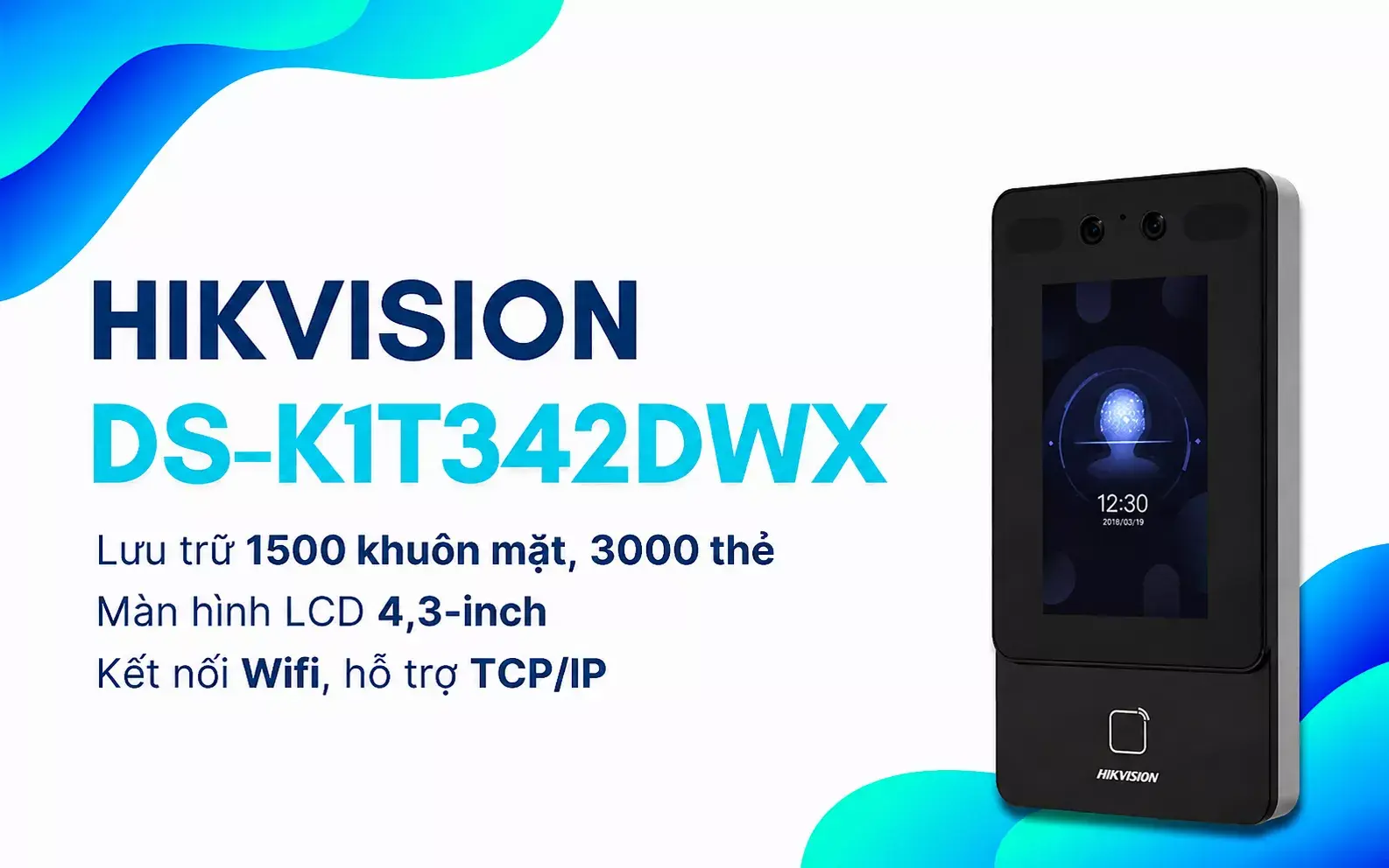 Thiết bị chấm công bằng khuôn mặt Hikvision DS-K1T342DWX Thiết bị chấm công bằng khuôn mặt Hikvision DS-K1T342DWX