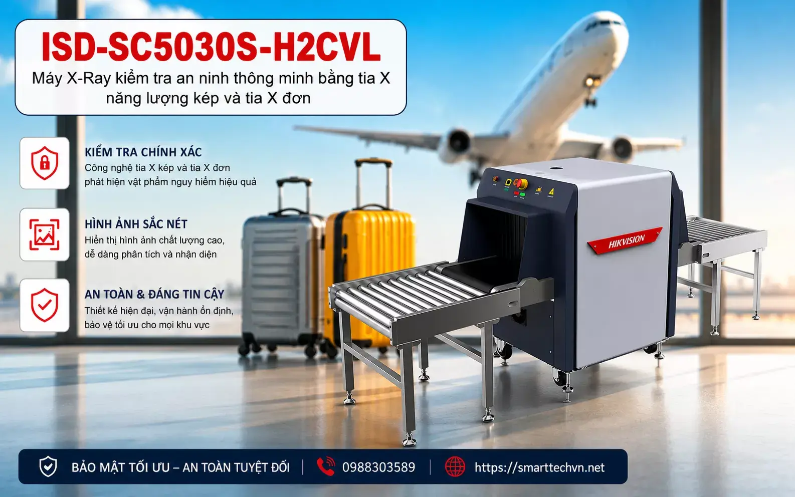 Máy soi hành lý X-Ray Hikvision ISD-SC5030S-H2CVL bằng tia X Máy soi hành lý X-Ray Hikvision ISD-SC5030S-H2CVL bằng tia X