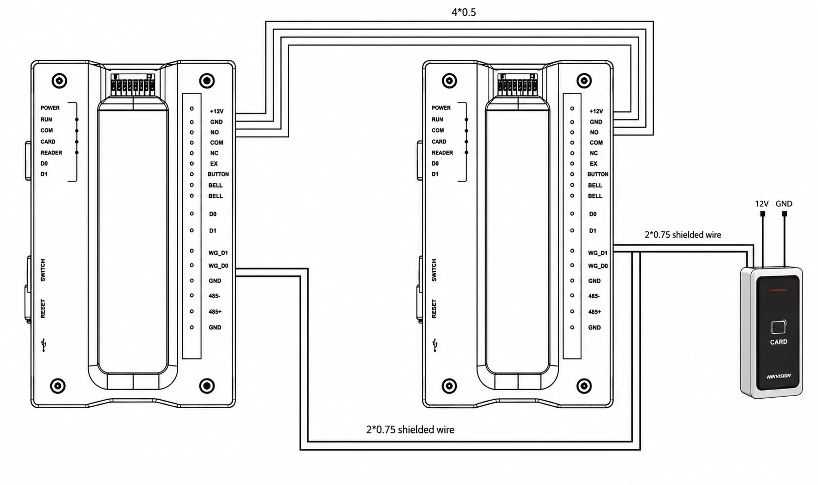 Sơ đồ kết nối sản phẩm DS-K2210 Sơ đồ kết nối sản phẩm DS-K2210