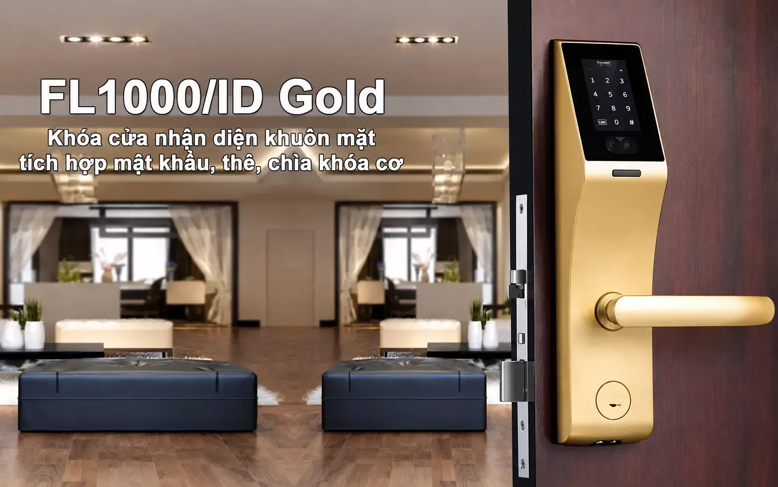 Khóa cửa thông minh ZKTeco FL1000/ID Gold công nghệ 3D Khóa cửa thông minh ZKTeco FL1000/ID Gold công nghệ 3D