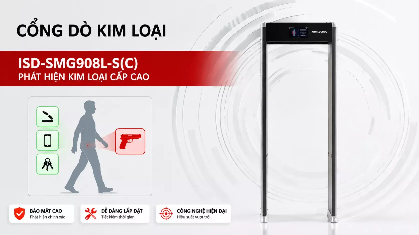 Cổng dò kim loại Hikvision ISD-SMG908L-S(C) Cổng dò kim loại Hikvision ISD-SMG908L-S(C)