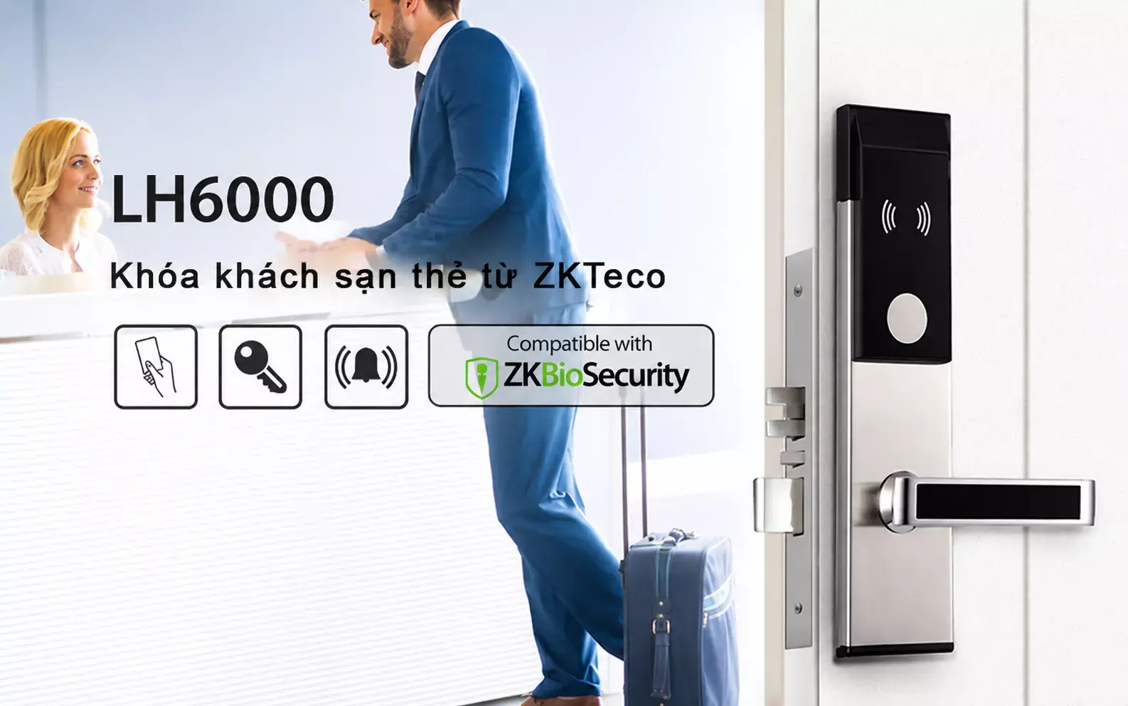 Khóa khách sạn thẻ từ ZKTeco LH6000 Khóa khách sạn thẻ từ ZKTeco LH6000