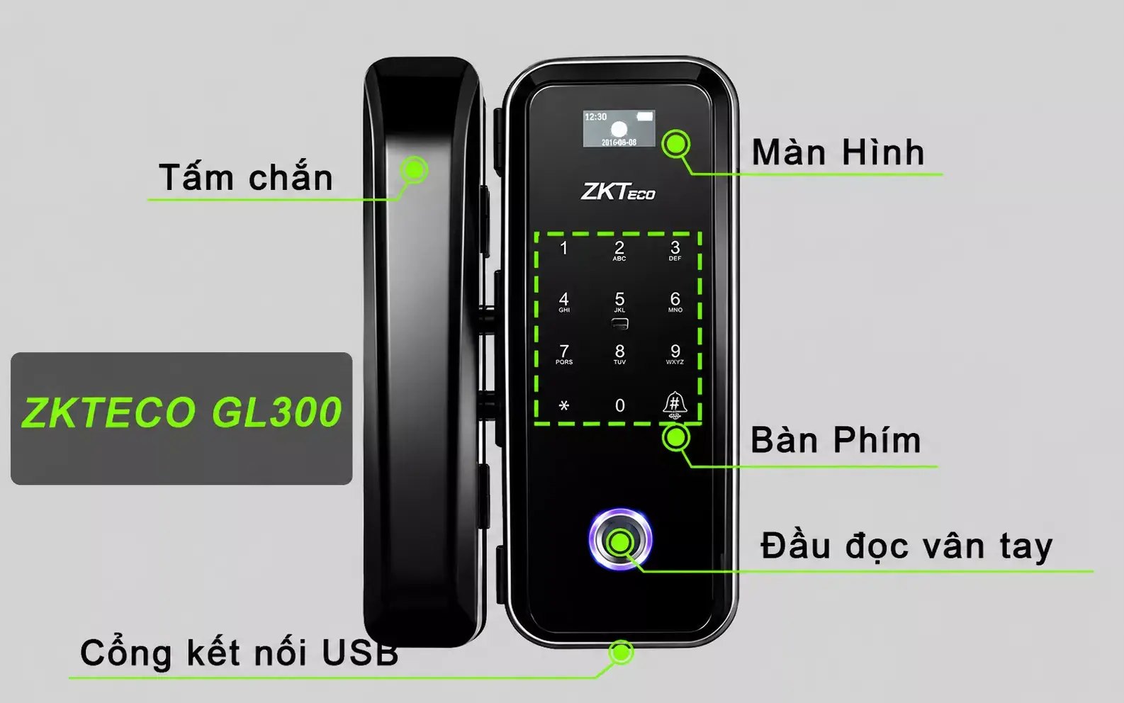 Cấu tạo của khóa vân tay ZKTeco GL300 Cấu tạo của khóa vân tay ZKTeco GL300