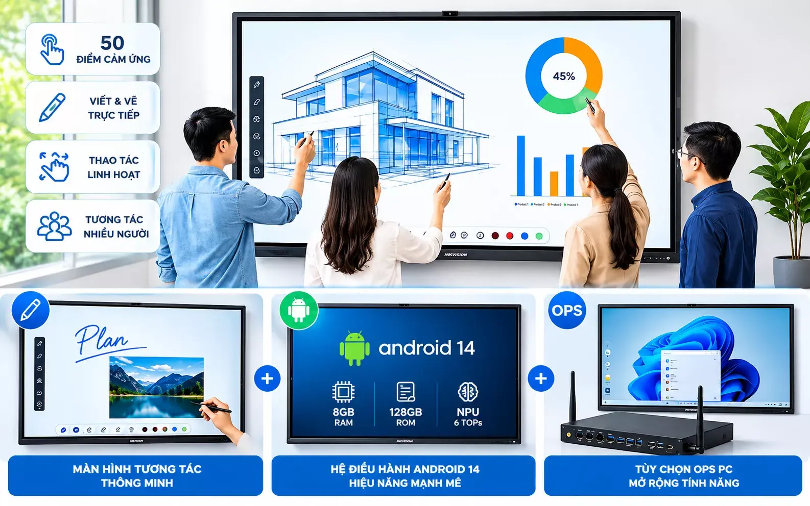Màn hình tương tác 98 inch 4K Hikvision DS-D5C98RB/B2L Màn hình tương tác 98 inch 4K Hikvision DS-D5C98RB/B2L