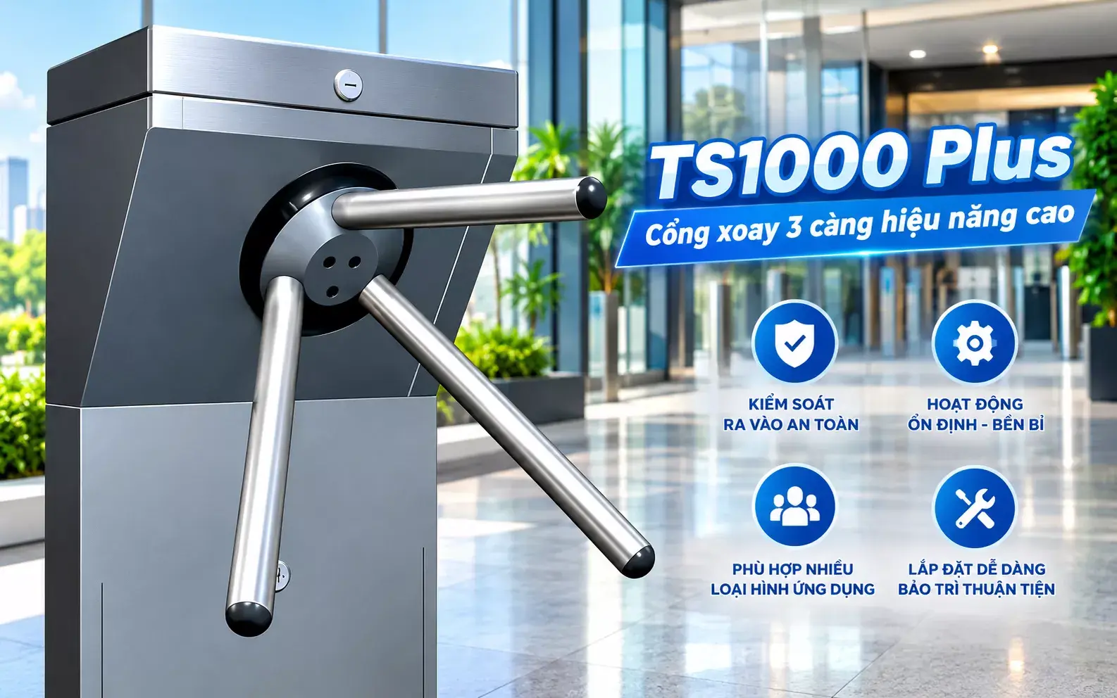 Cổng xoay 3 càng ZKTeco TS1000 Plus chính hãng mới 100% được phân phối bởi STech Cổng xoay 3 càng ZKTeco TS1000 Plus chính hãng mới 100% được phân phối bởi STech