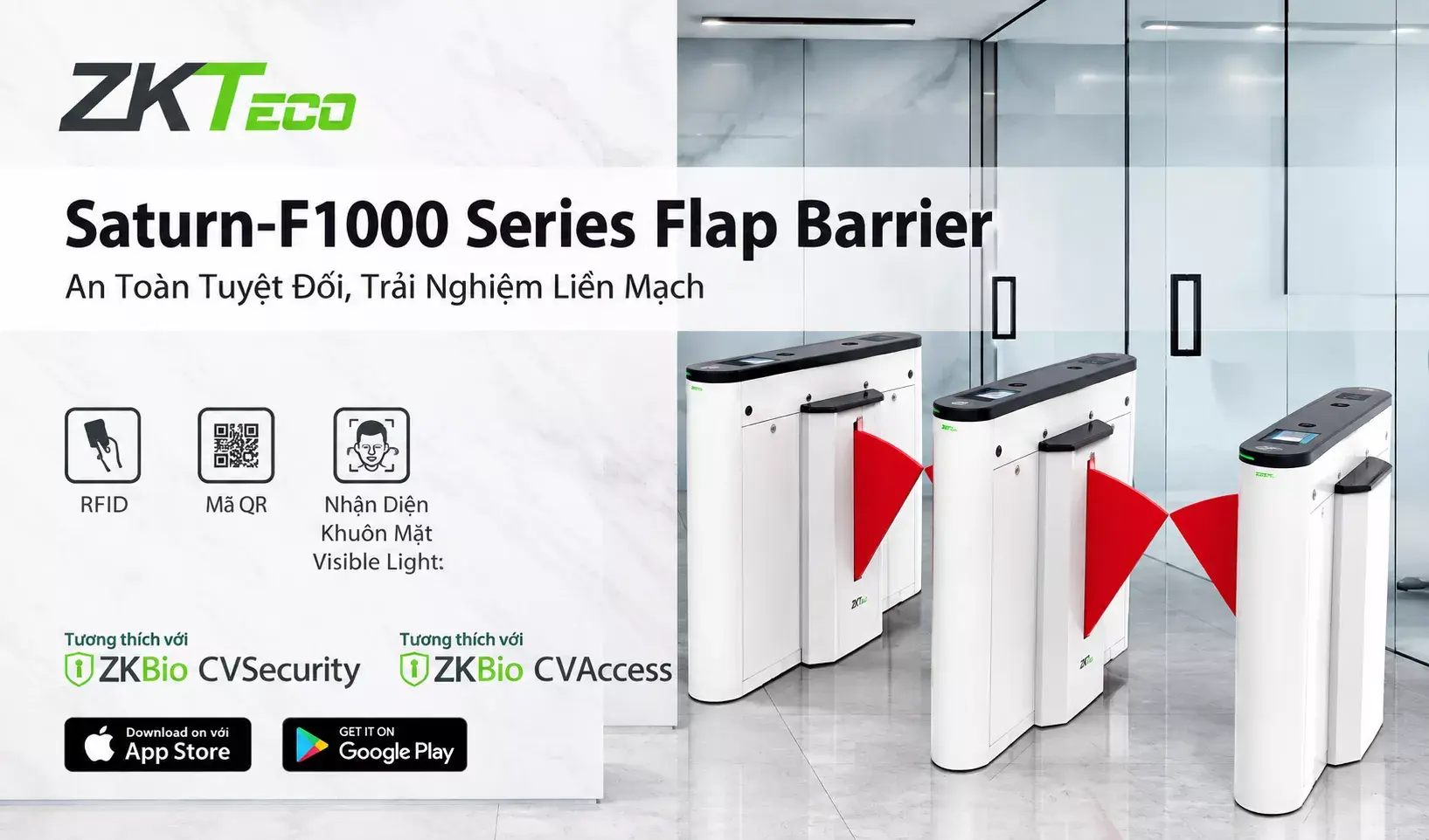 Cổng Flap Barrier ZKTeco Saturn-F1000 Cổng Flap Barrier ZKTeco Saturn-F1000