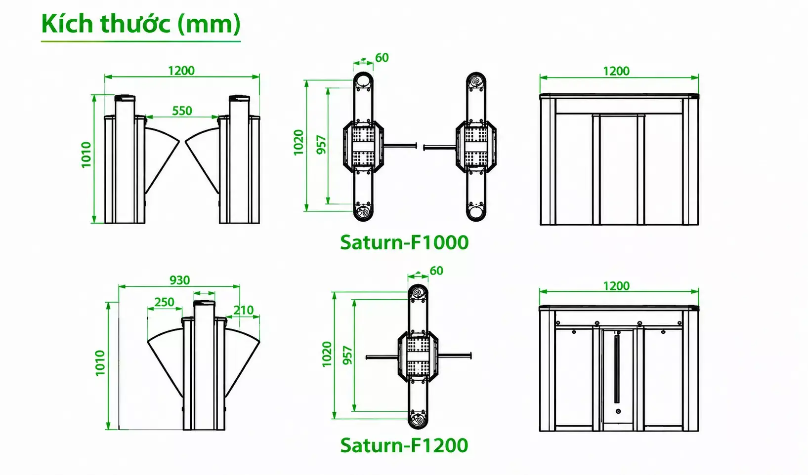 Kích thước Saturn-F1000 Kích thước Saturn-F1000