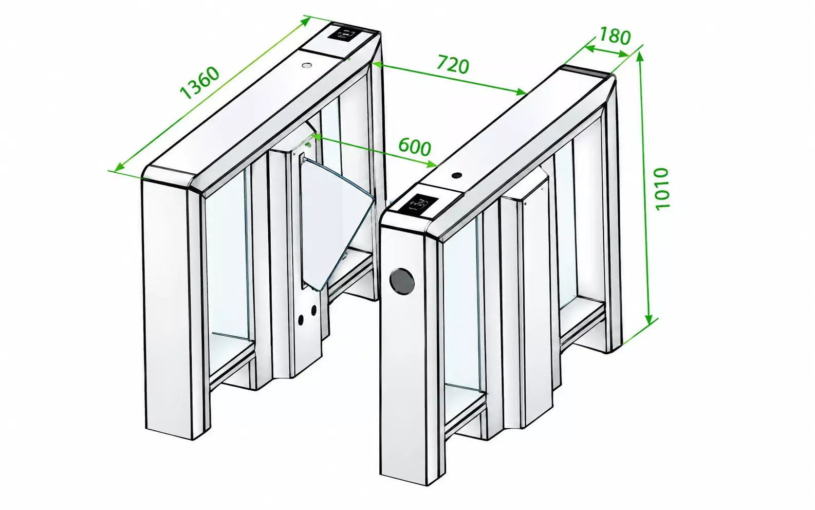 Kích thước của cổng phân làn Mars Pro-F1222