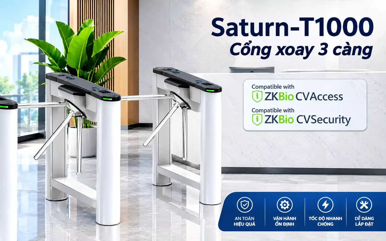 Cổng xoay 3 càng ZKTeco Saturn-T1000 chính hãng được phân phối bởi STech Cổng xoay 3 càng ZKTeco Saturn-T1000 chính hãng được phân phối bởi STech