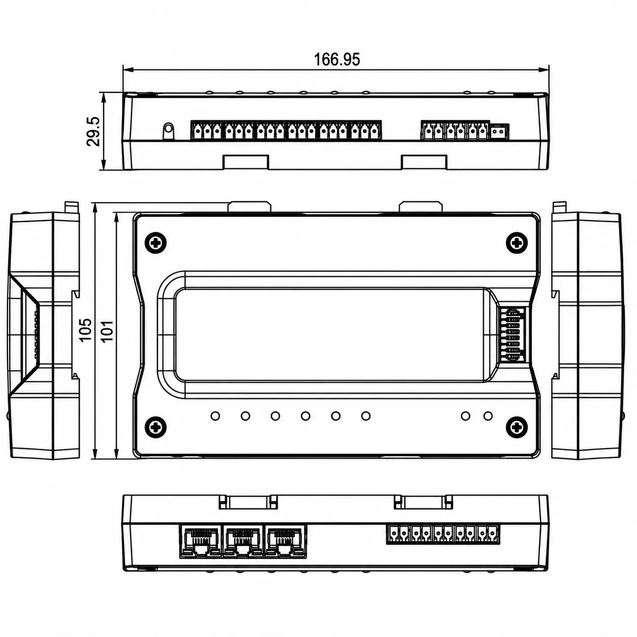 Kích thước bộ điều khiển thang máy chính Hikvision DS-K2210 Kích thước bộ điều khiển thang máy chính Hikvision DS-K2210