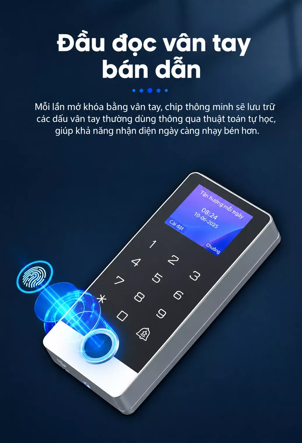 Đầu đọc kiểm soát truy cập bằng màn hình LCD vân tay mật khẩu và thẻ từ TF2 Wifi Đầu đọc kiểm soát truy cập bằng màn hình LCD vân tay mật khẩu và thẻ từ TF2 Wifi