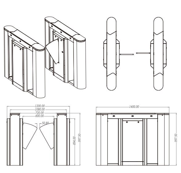 Cổng Flap Barrier phân làn ZKTECO FBL6000 Pro3