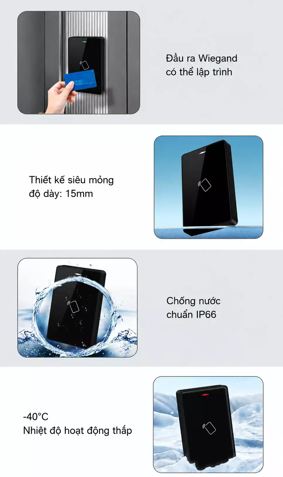 Đầu đọc phụ kiểm soát ra vào dùng thẻ từ CR5A-R Đầu đọc phụ kiểm soát ra vào dùng thẻ từ CR5A-R