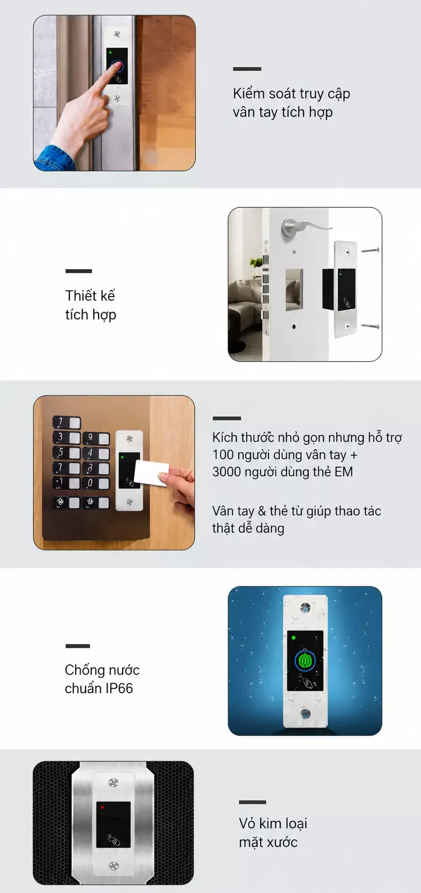 Đầu đọc vân tay thẻ từ âm tường EF1 Đầu đọc vân tay thẻ từ âm tường EF1