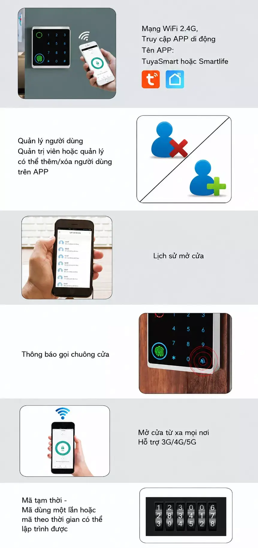 Thiết bị kiểm soát ra vào HF9-WiFi nhận dạng vân tay, thẻ từ, mã PIN Mở cửa bằng App Tuya Thiết bị kiểm soát ra vào HF9-WiFi nhận dạng vân tay, thẻ từ, mã PIN Mở cửa bằng App Tuya