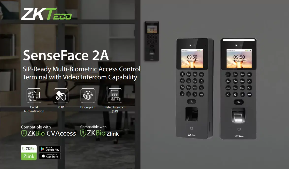 Máy chấm công khuôn mặt ZKTeco SenseFace 2A