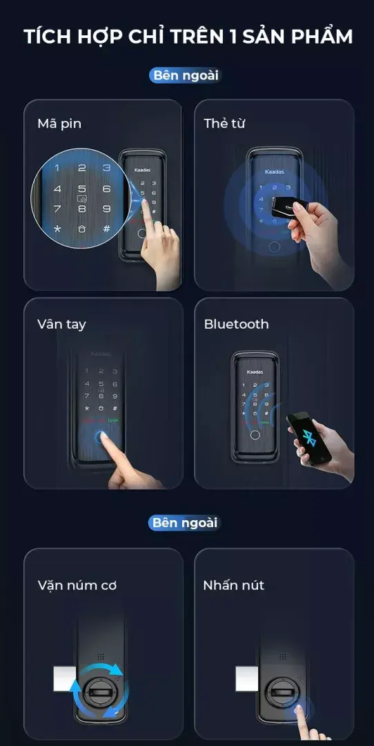 Khóa cửa kính vân tay Kaadas R8-5GL