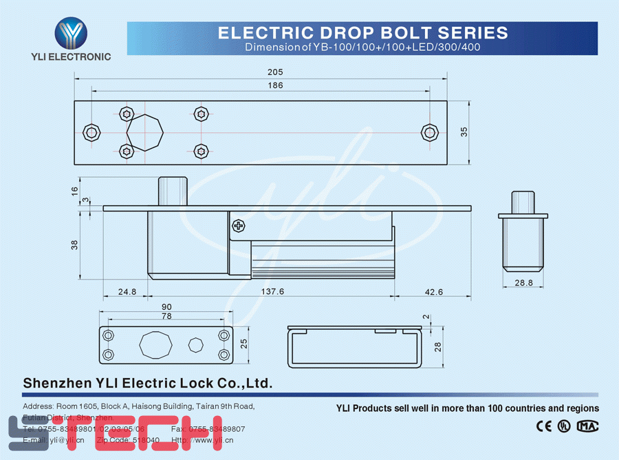 Khoá chốt rơi Yli YB-100+2