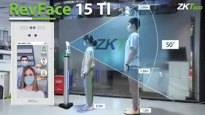 Máy chấm công khuôn mặt kết hợp đo nhiệt độ ZKTeco RevFace15[TI]