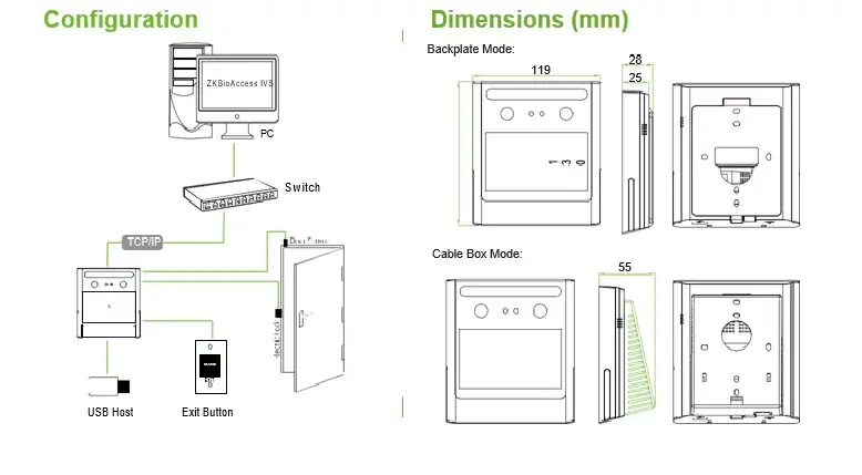 Máy chấm công khuôn mặt ZKTeco EFace10
