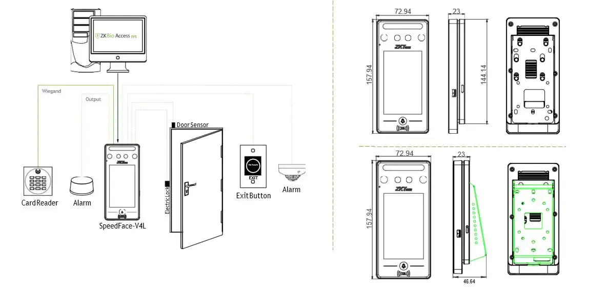 Máy chấm công khuôn mặt ZKTeco SpeedFace-V4L