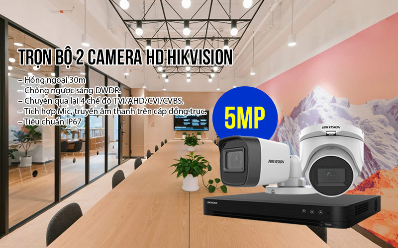 Trọn bộ 2 camera HDTVI HIKVISION 5MP [Có Sẵn Míc]1