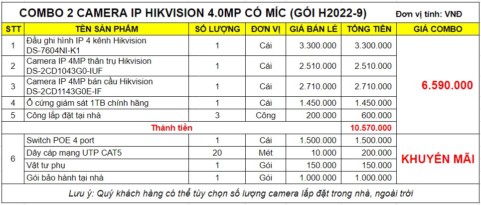 Báo giá Trọn bộ 2 camera IP Hikvision 4MP [Có Sẵn Míc]2
