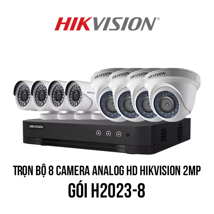 Trọn bộ 8 camera Analog HD HIKVISION 2MP giá rẻ [H2023-8]-1